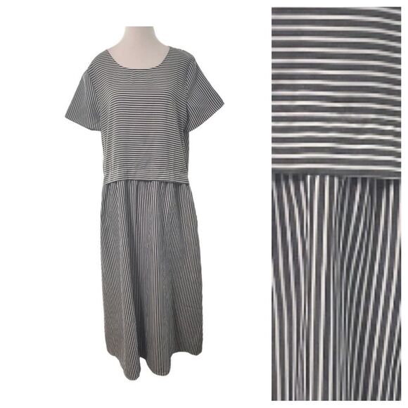 GRAY N WHITE STRIPE MAXI DRESS, Sz lg - Picture 1 of 6